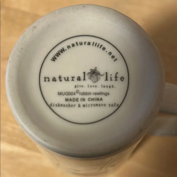 Natural Life Coffee Cup Mug WORK DANCE LOVE Tall Oversize Robbin Rawlings 2003 - Picture 4 of 4